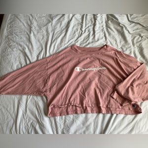 Champion blush pink oversized cropped long sleeve